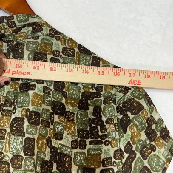 Kasper Sport L Green Print Top Tied Abstract Wearable Art Ugly Funky Office Work - Picture 7 of 8